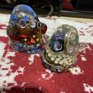 Handmade Set of 2 Epoxy Ghosts, Filled With Vintage and Modern Jewelry